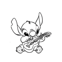 Desenho de Stitch tocando violão para colorir