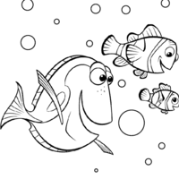 Desenho de Dory e nemo no mar para colorir