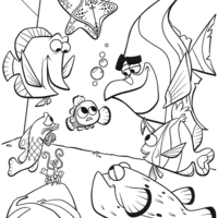 Desenho de Nemo e seus amigos para colorir