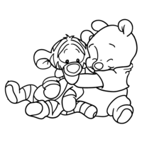 Desenho de Abraço de Leitão e Pooh baby para colorir