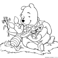 Desenho de Piglet e Pooh conversando para colorir
