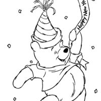 Desenho de Aniversário do Ursinho Pooh para colorir