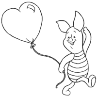 Desenho de Piglet e coração para colorir