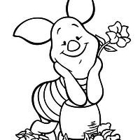 Desenho de Piglet e a flor para colorir