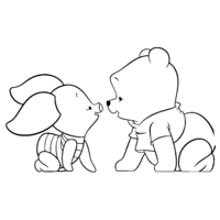 Desenho de Pooh e Leitão bebê para colorir