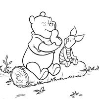 Desenho de Pooh e Piglet para colorir