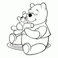 Desenho de Pooh e ursinho de pelúcia para colorir