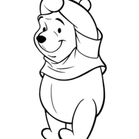 Desenho de Pooh fazendo ginástica para colorir