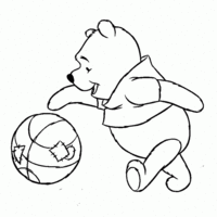Desenho de Pooh jogando bola para colorir