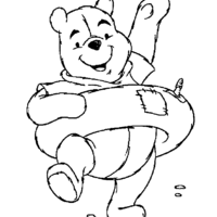 Desenho de Pooh com bóia de nadar para colorir