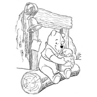 Desenho de Pooh sentado comendo mel para colorir