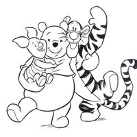 Desenho de Pooh, Leitão e Tigrão para colorir