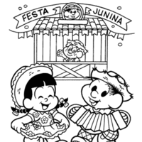 Desenho de Rosinha e Chico Bento na quadrilha para colorir
