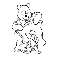 Desenho de Pooh e Piglet brincando para colorir