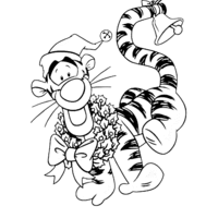 Desenho de Tigrão no Natal para colorir