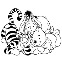 Desenho de Tigrão, Ursinho Pooh e Ió para colorir