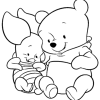 Desenho de Ursinho Pooh e Leitão baby para colorir