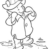 Desenho de Ursinho Pooh na chuva para colorir