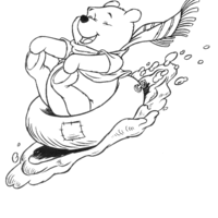 Desenho de Ursinho Pooh esquiando para colorir
