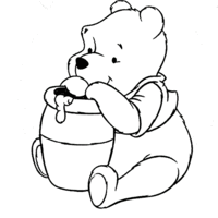 Desenho de Winnie Pooh e pote de mel para colorir