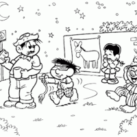 Desenho de Turma da Monica brincando de cabra ceba para colorir