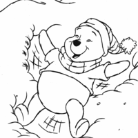 Desenho de Winnie Pooh na neve para colorir