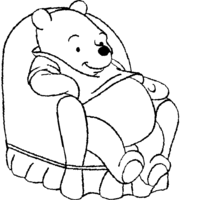 Desenho de Winnie Pooh no sofá para colorir
