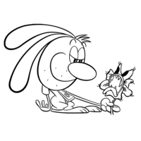 Desenho de Sr Bigodes e o girassol para colorir