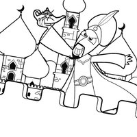 Desenho de Jafar captura a lâmpada mágica para colorir