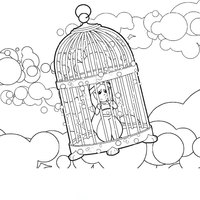 Desenho de Jasmine presa na jaula para colorir