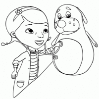 Desenho de Doutora atendendo brinquedo para colorir