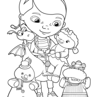 Desenho de Doutora Brinquedos e seus amigos para colorir