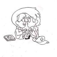Desenho de Dipper e Mabel juntos para colorir