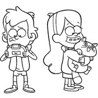 Desenho de Dipper e Mabel para colorir
