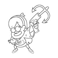 Desenho de Mabel brincando com âncora para colorir