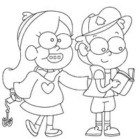 Desenho de Mabel chamando Dipper para colorir