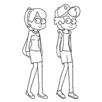 Desenho de Adolescentes Mabel e Dipper para colorir
