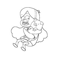 Desenho de Mabel e ursinho de pelúcia para colorir