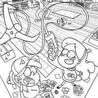 Desenho de Mabel e Dipper, irmãos gêmeos para colorir