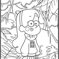 Desenho de Mabel na floresta para colorir