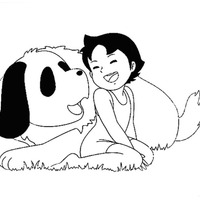 Desenho de Heidi e seu cachorro para colorir