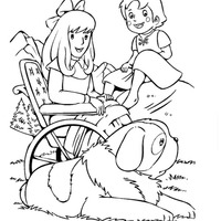 Desenho de Heidi e sua amiga Clara para colorir