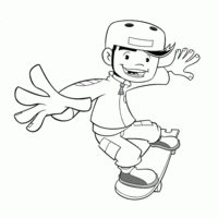 Desenho de Jake Long andando de skate para colorir