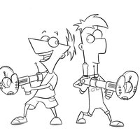 Desenho de Phineas e Ferb brincando para colorir