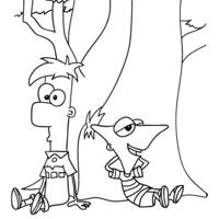 Desenho de Phineas e Ferb descansando para colorir