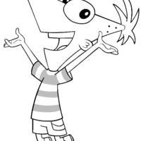 Desenho de Phineas feliz para colorir
