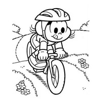 Desenho de Magali no ciclismo para colorir