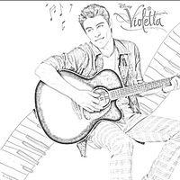 Desenho de Leon tocando violão para colorir
