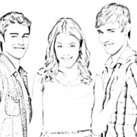 Desenho de Violetta, Diego e Leon para colorir