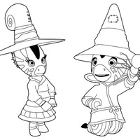 Desenho de Zou e Elsee no Halloween para colorir